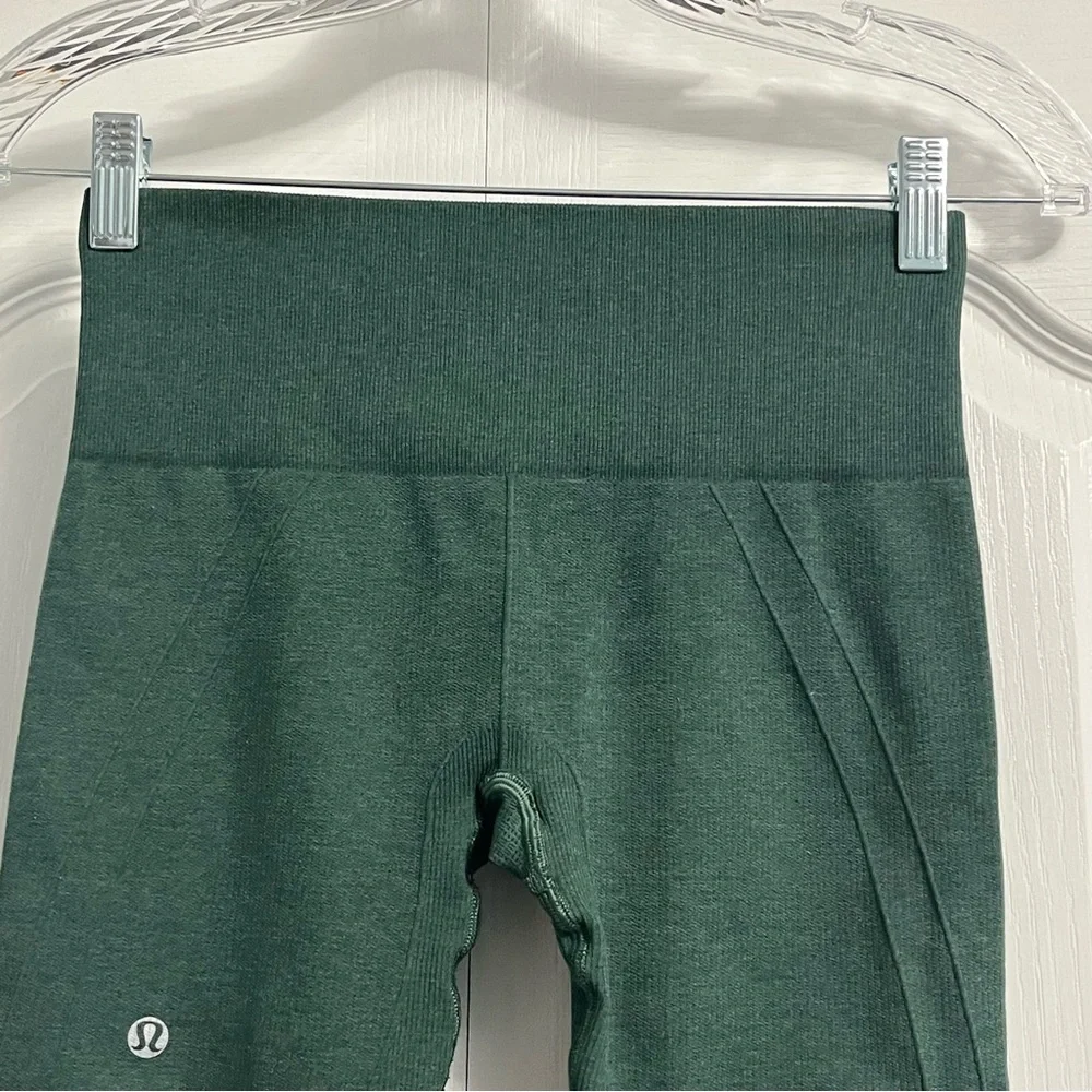 LULULEMON In The Flow Cropped Leggings green women’s size 4 activewear - Picture 6 of 16